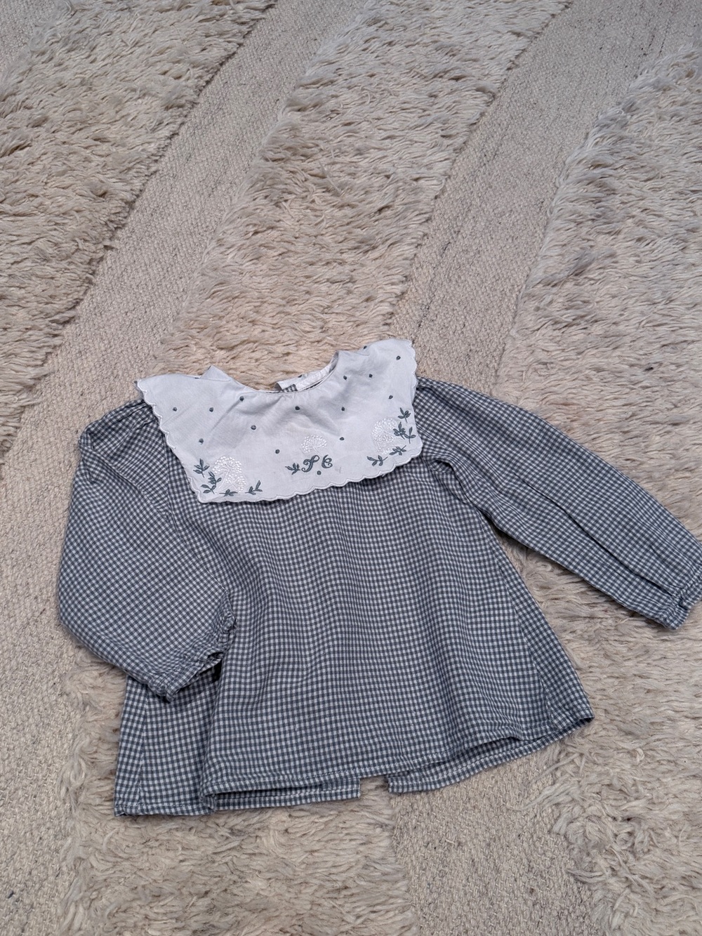 Tartine et Chocolat Blue Gingham Blouse with Embroidered White Collar